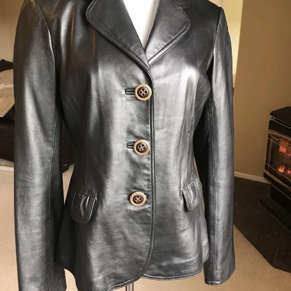 Anthropologie JUNE Black Leather Jacket Medium
